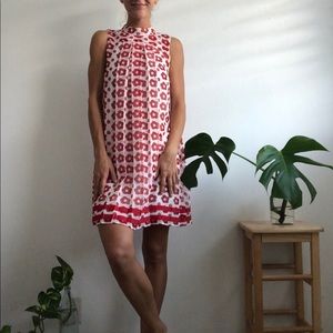 Anthropologie Red and White Floral Dress